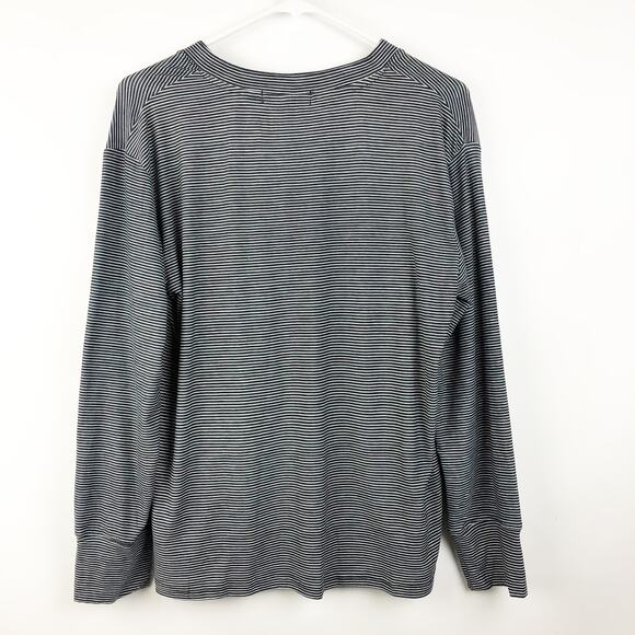 Derek Heart Womens Henley Long Sleeve Striped Pajama Short Set Small Black NWT - Picture 5 of 11